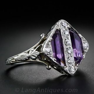 Art Deco Amethyst and Diamond Ring 