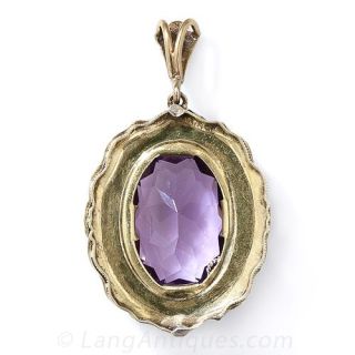 Art Deco Amethyst and Enamel Pendant