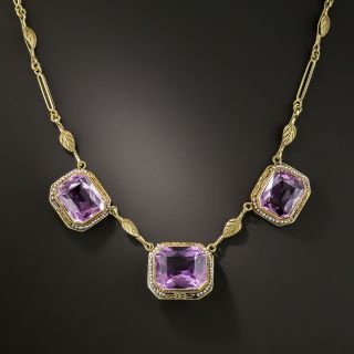Art Deco Amethyst and Seed Pearl Necklace  - 2