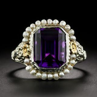 Art Deco Amethyst and Seed Pearl Ring by M.B. Bryant & Co. - 3