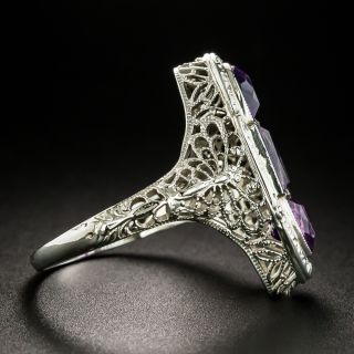 Art Deco Amethyst Filigree Dinner Ring