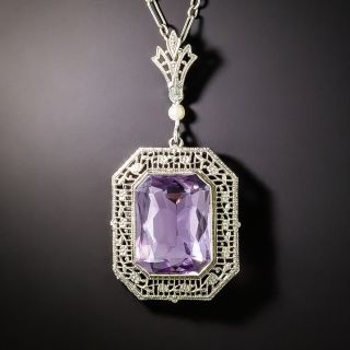 Art Deco Amethyst Filigree Necklace - 3