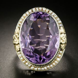 Art Deco Amethyst Filigree Ring - 6