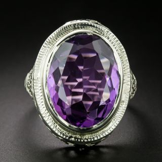 Art Deco Amethyst Filigree Ring - 2