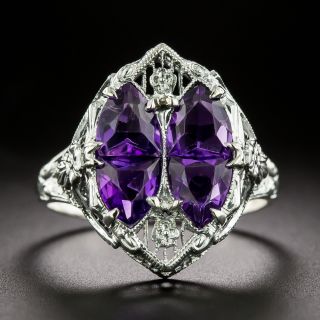 Art Deco Amethyst Filigree Ring - 2