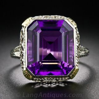 Art Deco Amethyst Filigree Ring