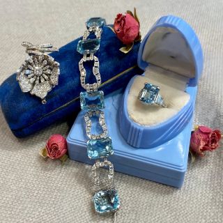 Art Deco Aquamarine and Diamond Bracelet