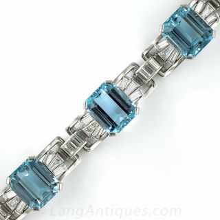 Art Deco Aquamarine and Diamond Bracelet