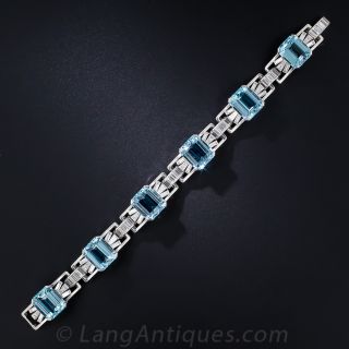 Art Deco Aquamarine and Diamond Bracelet