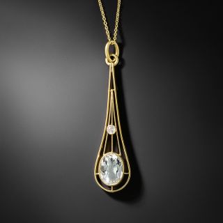 Art Deco Aquamarine and Diamond Lavaliere - 2