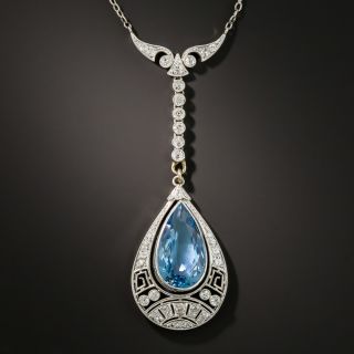 Art Deco Aquamarine and Diamond Lavaliere  - 2