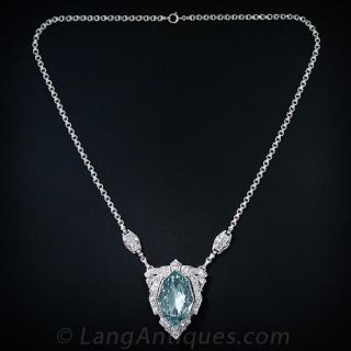 Art  Deco Aquamarine and Diamond Necklace