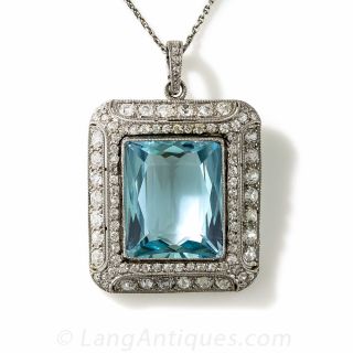 Art Deco Aquamarine and Diamond Necklace/Brooch
