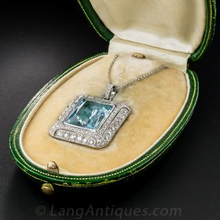 Art Deco Aquamarine and Diamond Necklace/Brooch