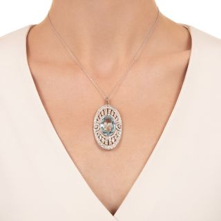 Art Deco Aquamarine and Diamond Pendant