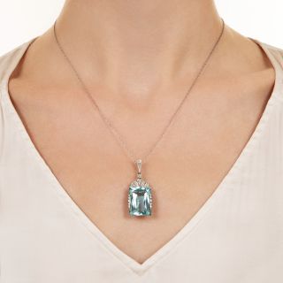 Art Deco Aquamarine and Diamond Pendant, Austrian