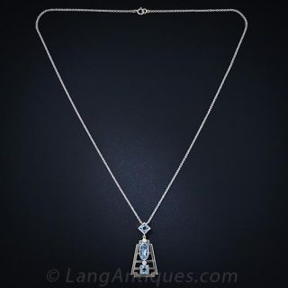 Art Deco Aquamarine and Diamond Pendant