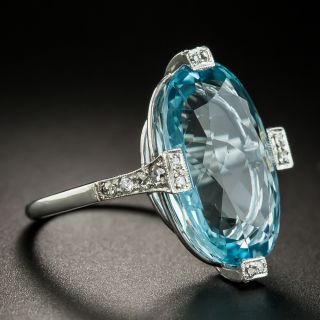 Art Deco Aquamarine and Diamond Ring