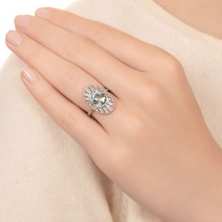 Art Deco Aquamarine and Diamond Ring