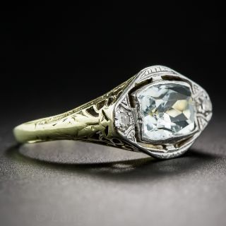 Art Deco Aquamarine and Diamond Ring