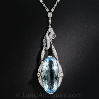 Art Deco Aquamarine and Diamond Sautoir   - 1