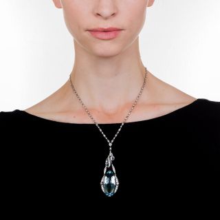 Art Deco Aquamarine and Diamond Sautoir  