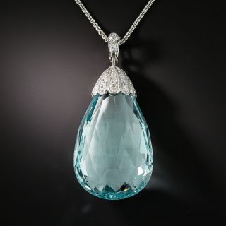 Art Deco Aquamarine Briolette Sautoir Necklace  - 1
