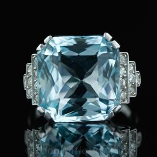 Art Deco Aquamarine   Diamond Ring C.1930 s Main View