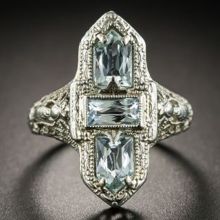 Art Deco Aquamarine Dinner Ring  - 2