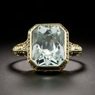 Art Deco Aquamarine Filigree Ring - 2