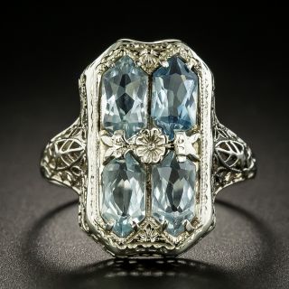 Art Deco Aquamarine Filigree Ring - 2