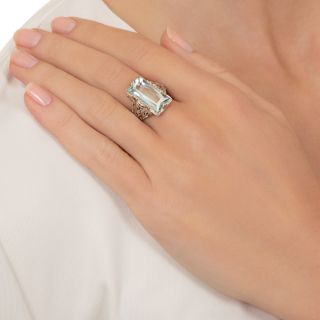 Art Deco Aquamarine Filigree Ring