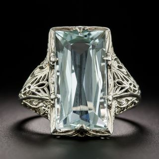 Art Deco Aquamarine Filigree Ring - 2