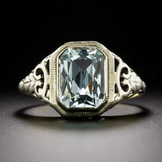 Art Deco Aquamarine Filigree Ring - 3