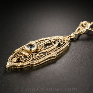 Art Deco Aquamarine Pendant Necklace