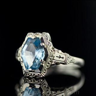 Art Deco Aquamarine Ring