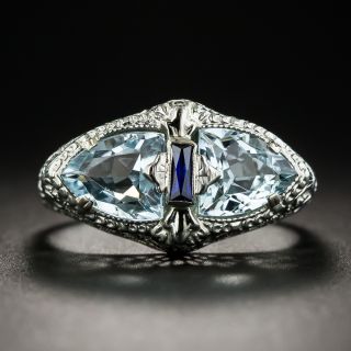 Art Deco Aquamarine Ring By Belais - 1