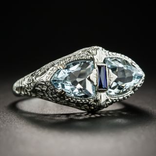 Art Deco Aquamarine Ring By Belais