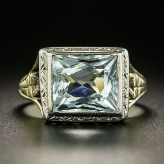 Art Deco Aquamarine Two-Tone Ring - 2
