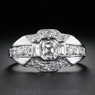 Art Deco Asscher-Cut Diamond Ring