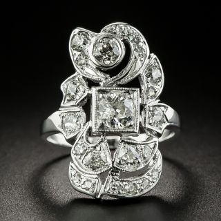 Art Deco Assymmetrical Diamond Dinner Ring - 2