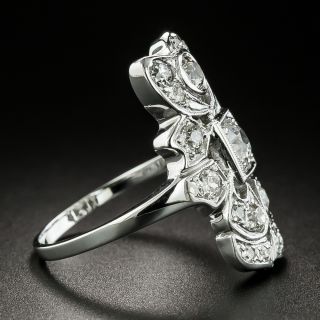 Art Deco Asymmetrical Diamond Dinner Ring