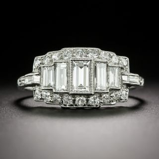 Art Deco Baguette and Round Diamond Band Ring - 2