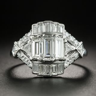 Art Deco Baguette Diamond Platinum Ring - 2