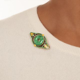 Art Deco Bi Jade and Enamel Brooch by Carter, Gough & Co.