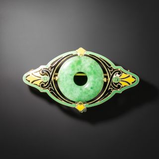 Art Deco Bi Jade and Enamel Brooch by Carter, Gough & Co. - 2