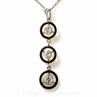 Art Deco Black Enamel and Diamond necklace