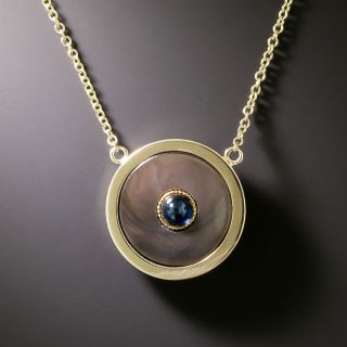 Art Deco Black Mother-of-Pearl And Sapphire Pendant - 1