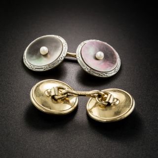 Art Deco Black Mother-of-Pearl Cuff Links 