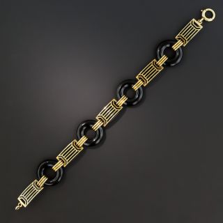 Art Deco Black Onyx and Black Enamel Bracelet 